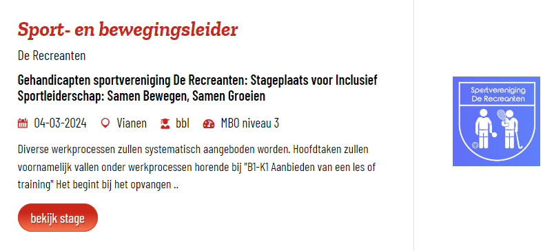 Stageplaats beschikbaar